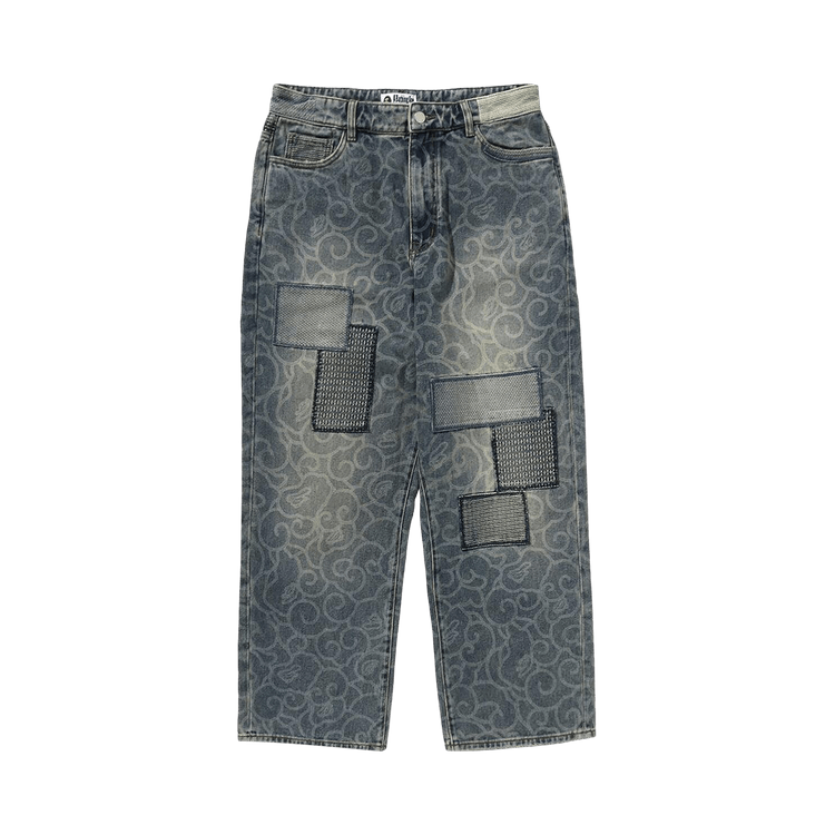 BAPE Cloud Camo Jacquard Upcycled Loose Fit Denim Pants 'Navy'