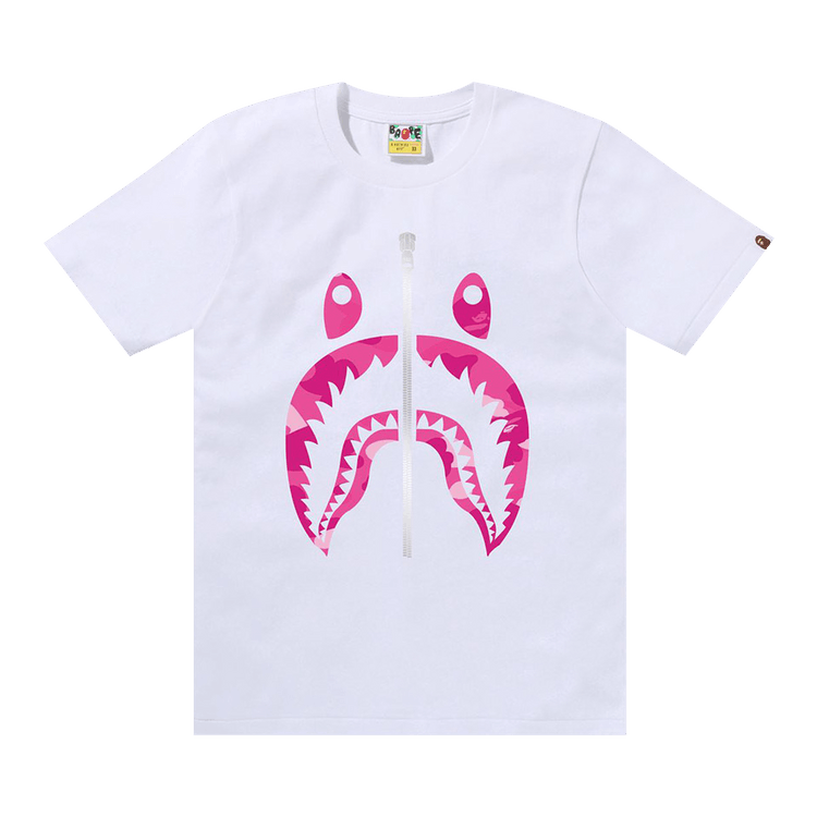 BAPE Color Camo Shark Tee 'White/Pink'