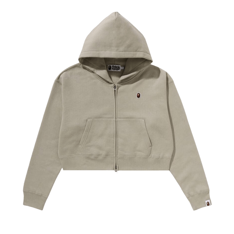 BAPE Pigment Dyed One Point Cropped Zip Hoodie 'Grey'