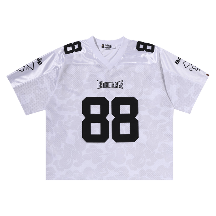 BAPE Solid Camo Multi Logo Relaxed Fit Football Jersey Tee 'White'