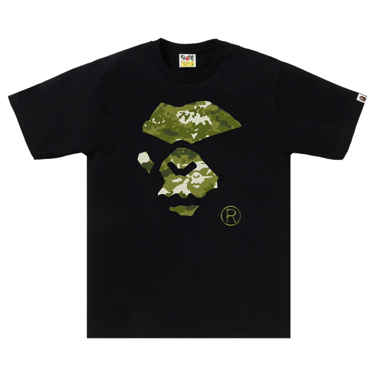 BAPE Multi Pixel Camo Mad Ape Face Tee 'Black Black'