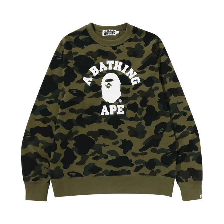 BAPE 1st Camo College Crewneck Sweatshirt 'Green'