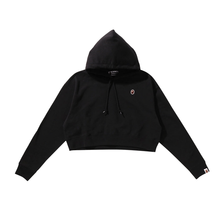 BAPE Ape Head One Point Cropped Pullover Hoodie 'Black'