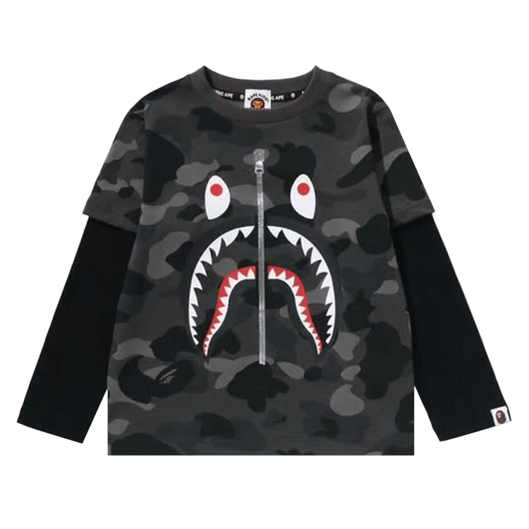 BAPE Color Camo Shark Layered Long-Sleeve Tee 'Black'