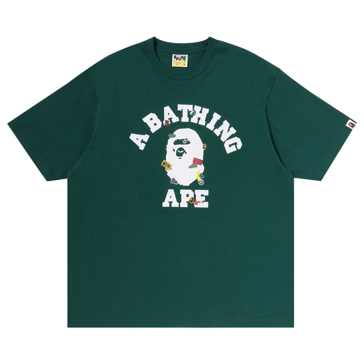 BAPE Sticker College Relaxed Fit Tee 'Green'