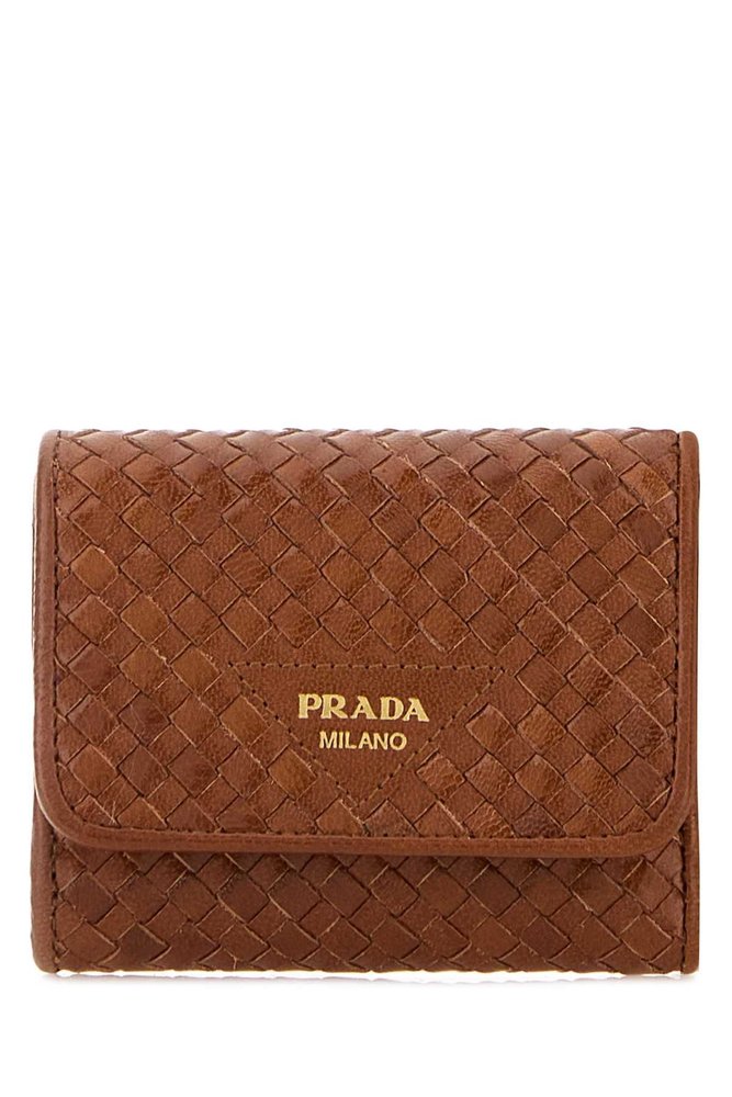 Prada Small Woven Leather Wallet