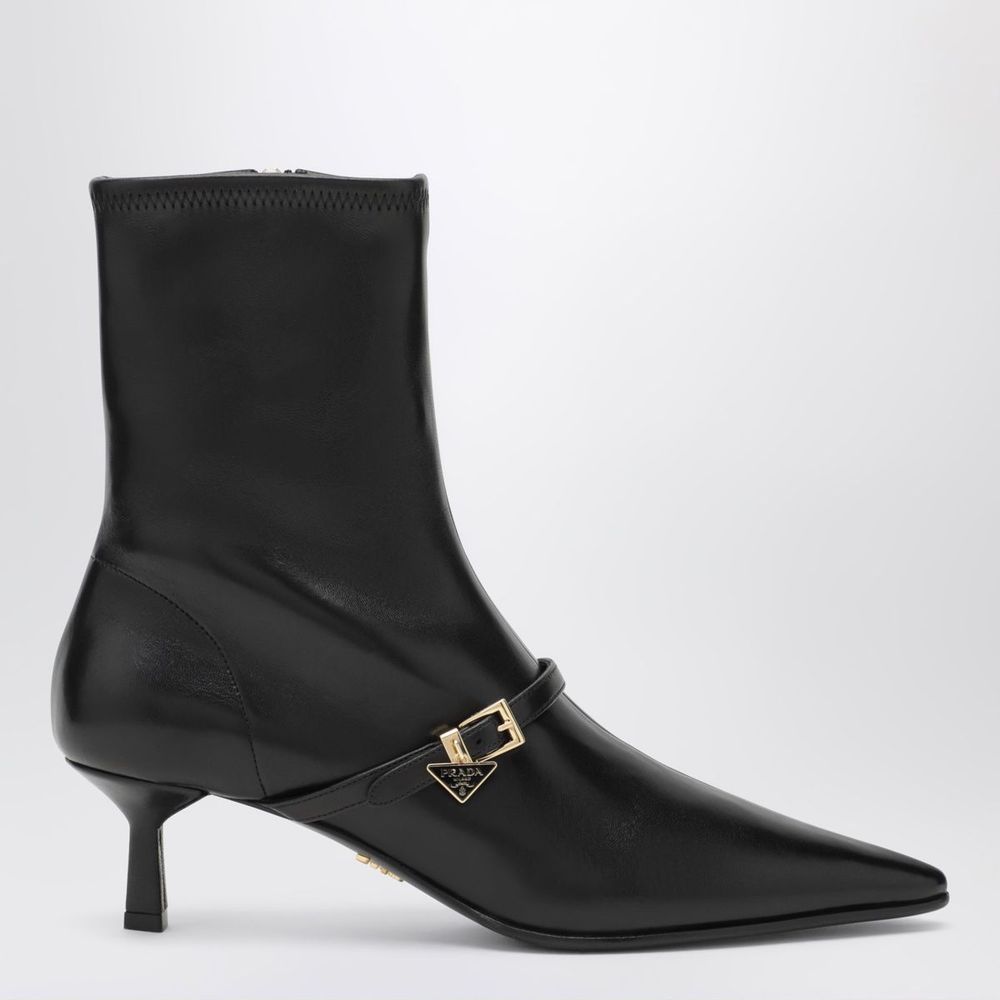 Prada Pointed Kitten Heel Ankle Boots