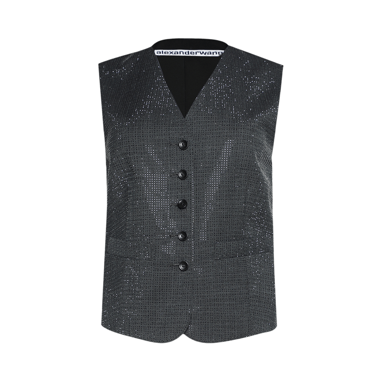 Alexander Wang V-Neck Tailored Vest W/ Allover Hotfix 'Grey'
