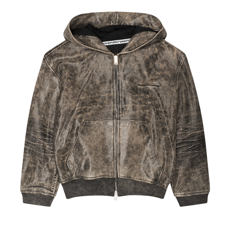 Alexander Wang Shrunken Leather Zip-Up Hoodie 'Multicolor'