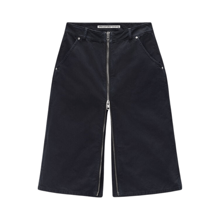 Alexander Wang Zipper And Workwear Details Mid-Rise Midi Skort 'Washed Black'