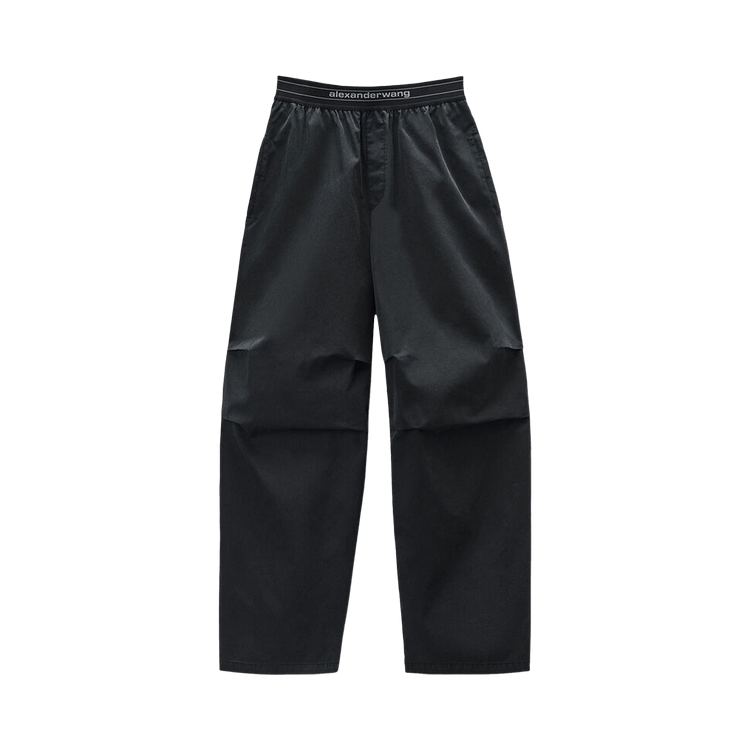 Alexander Wang Mid Rise Pleated Knee Pant W/ Logo Elastic 'Black'