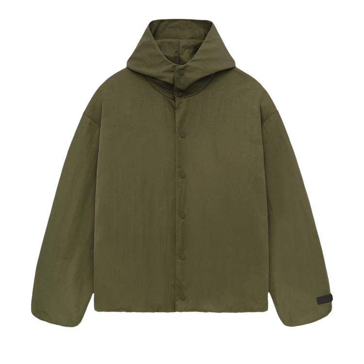 Fear of God Essentials Textured Nylon Hooded Coaches Jacket 'Military'