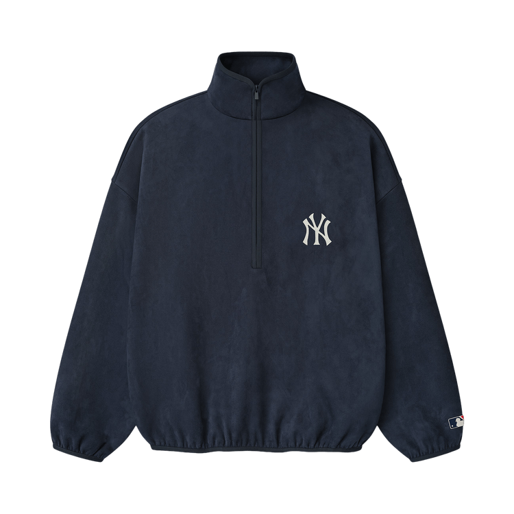 Fear of God Essentials Yankees Suede Fleece Modern Half Zip 'Dark Sapphire'