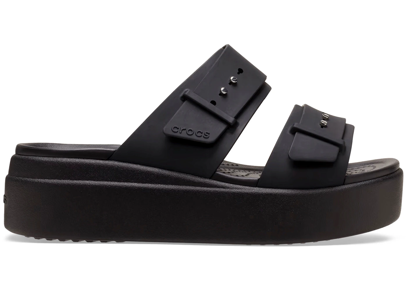 Crocs Brooklyn Buckle Low Wedge Sandal Black (Women's)