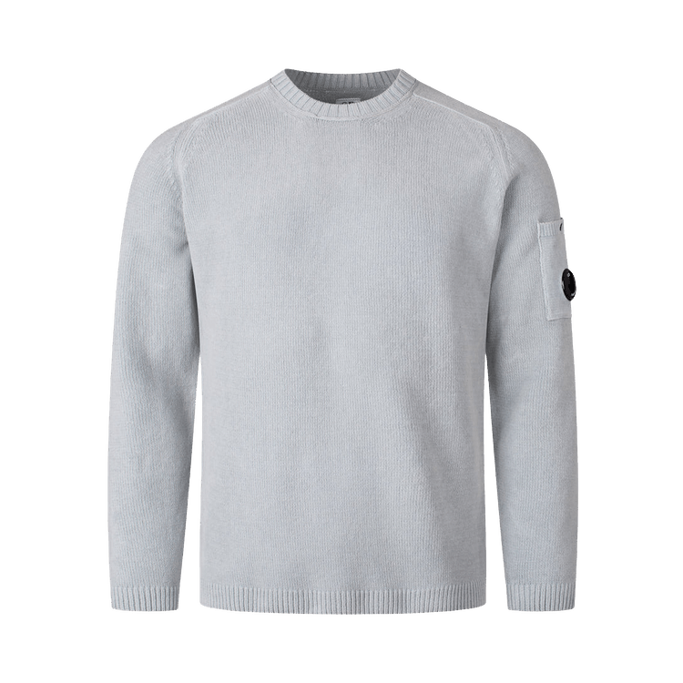 C.P. Company Cotton Chenille Crewneck Lens Sweater 'Silver Blue'