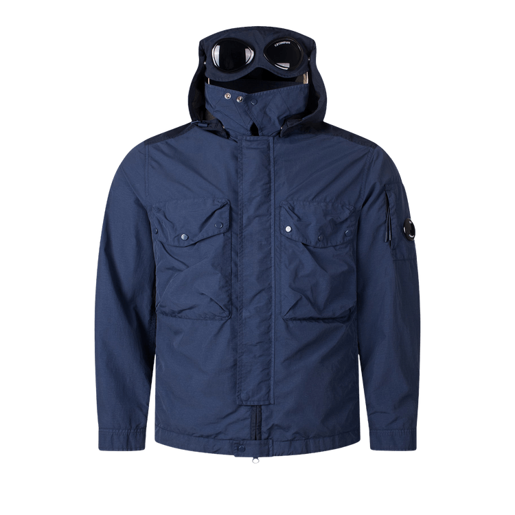 C.P. Company Flatt Nylon Mixed Goggle Overshirt 'Midnight Navy'