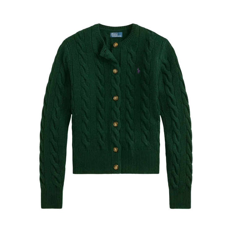 Polo Ralph Lauren Long Sleeve-Crew Neck-Cardigan-Sweater 'College Green'