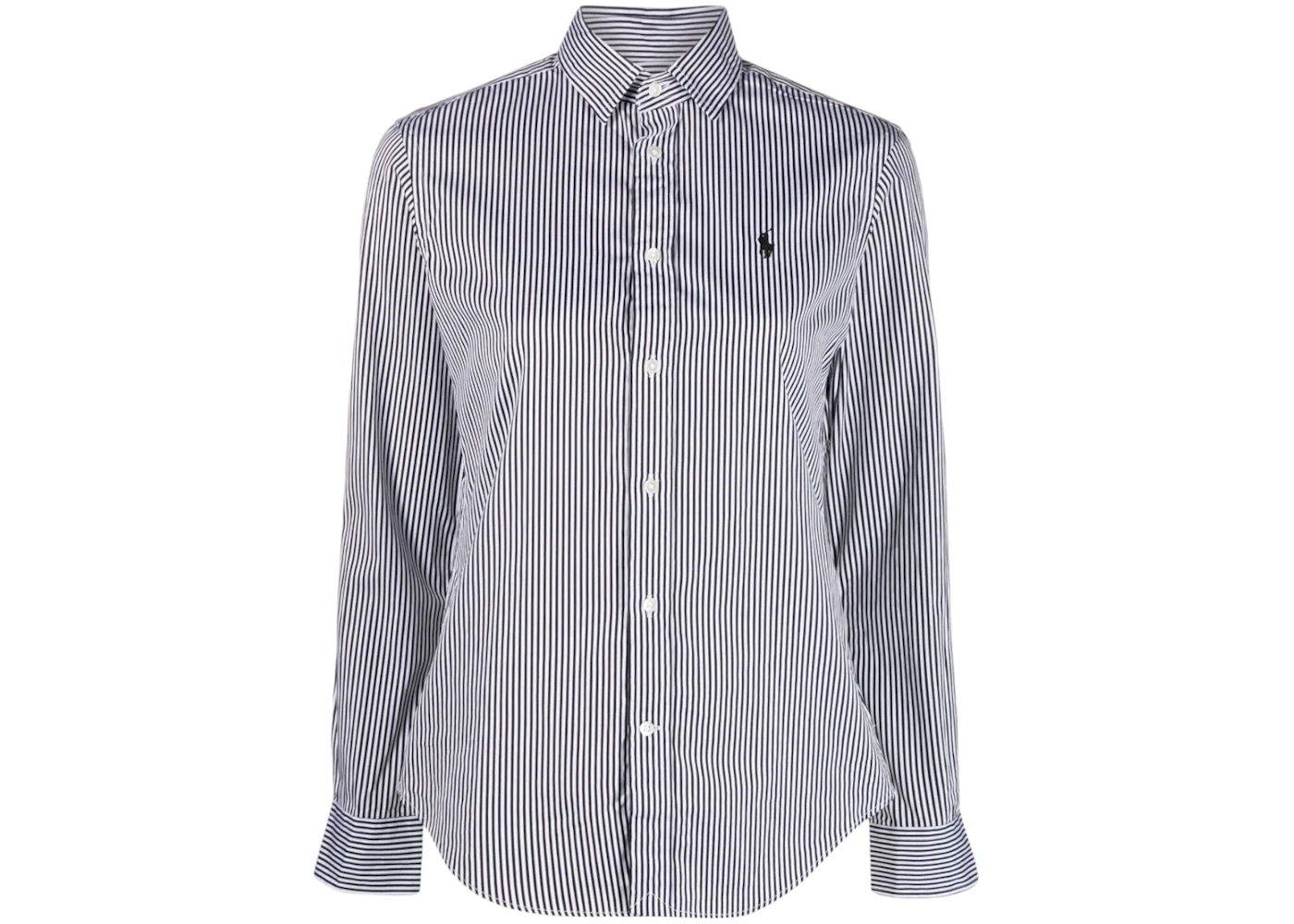 Polo Ralph Lauren 12/2 Yd Ctn Pw-Ls Crlte St-Long Sleevebutton Front Shirt White/Black