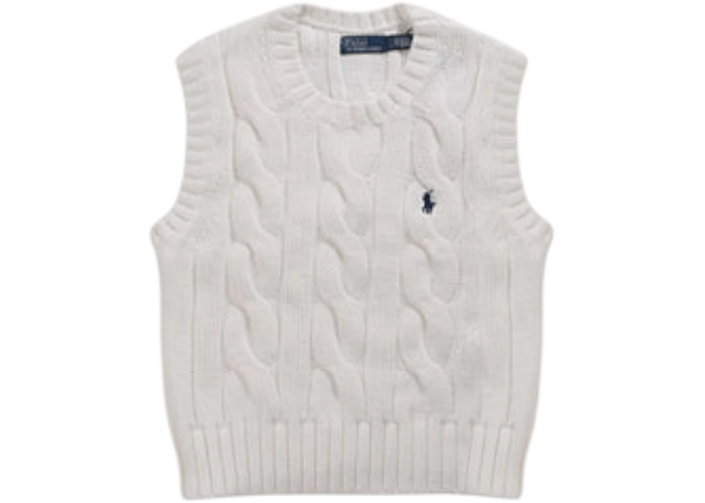 Polo Ralph Lauren Cable Knit Cotton Sweater Vest Wcf White