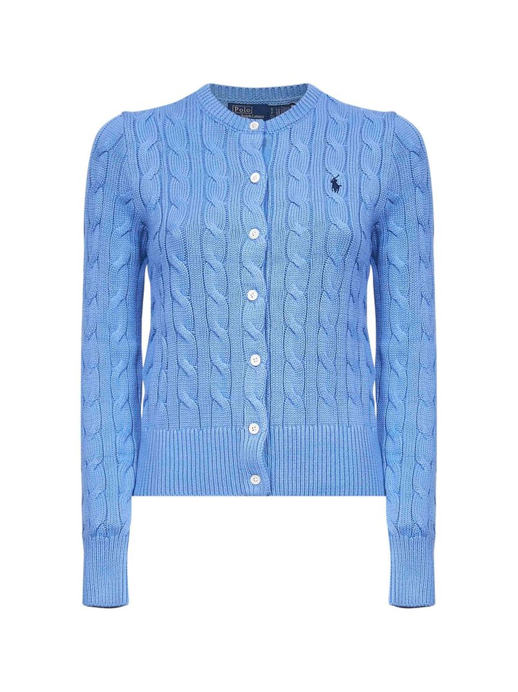 Polo Ralph Lauren Logo Embroidered Cable-Knit Cardigan