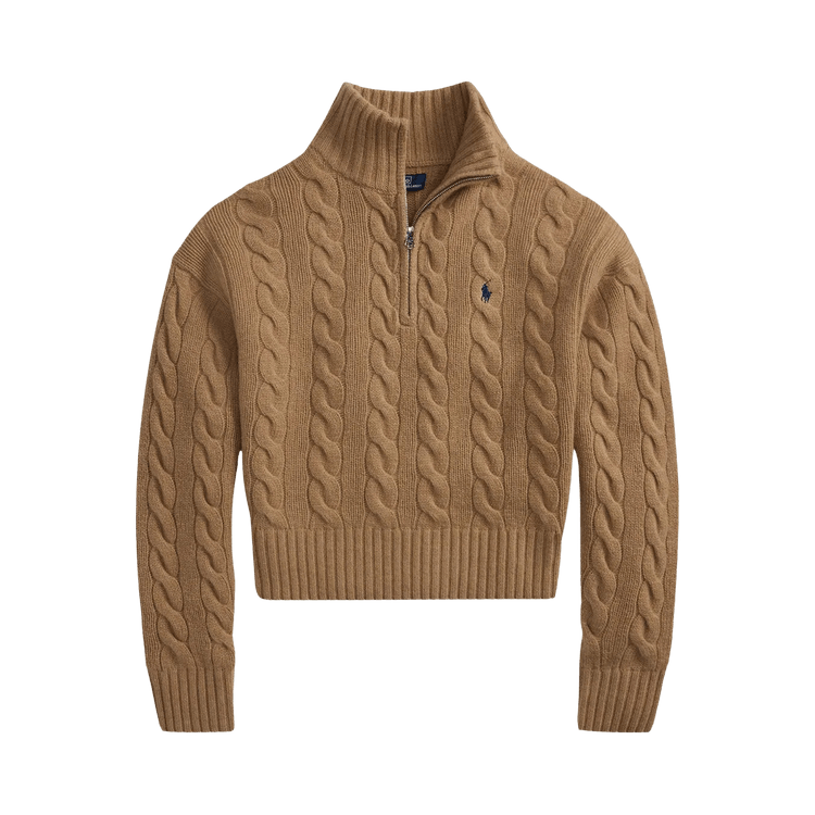 Polo Ralph Lauren Long Sleeve-Mock Neck-Pullover-Sweater 'Camel Melange'