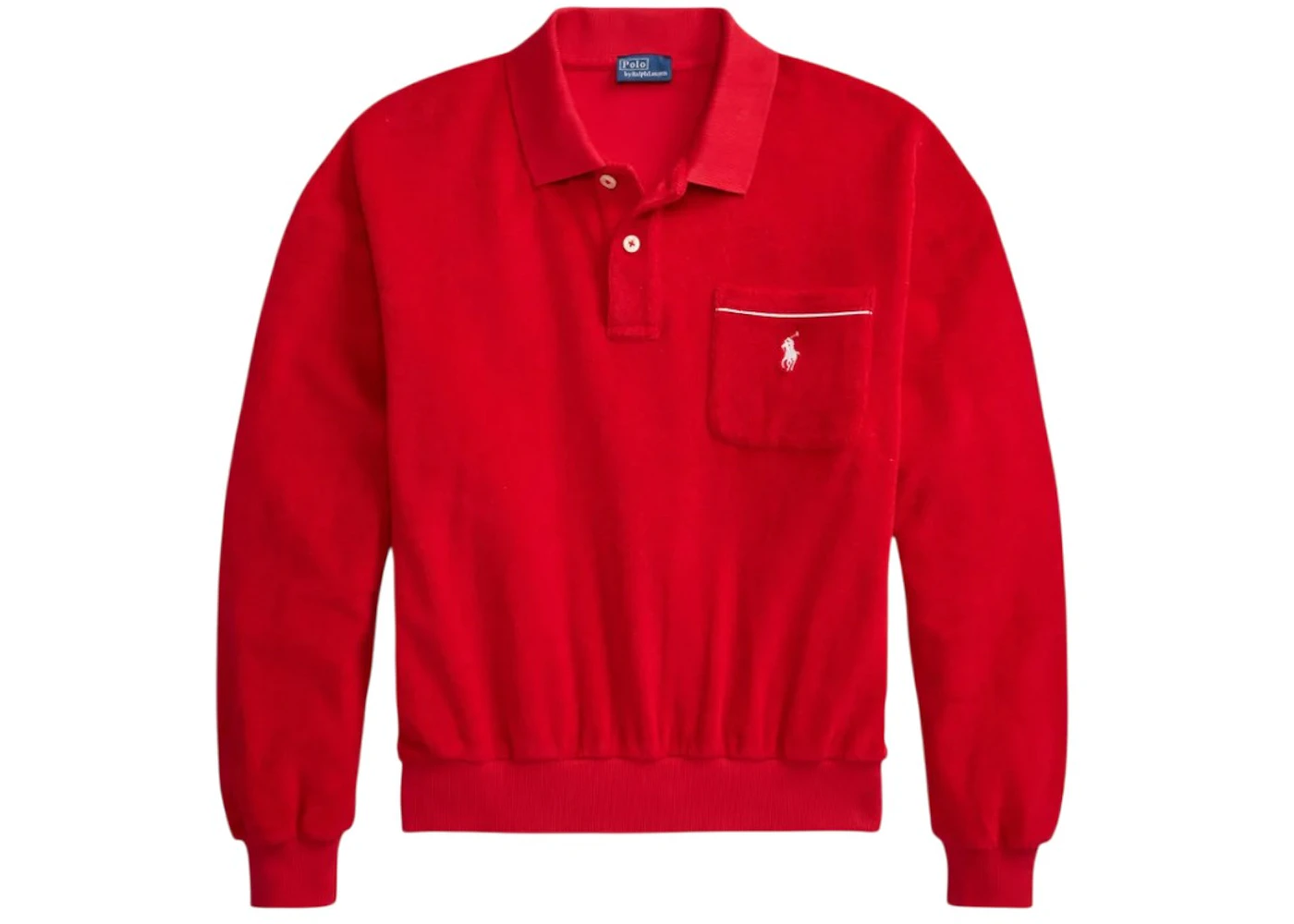 Polo Ralph Lauren Long Sleeve Polo Knit Collar Shirt Cruise Red