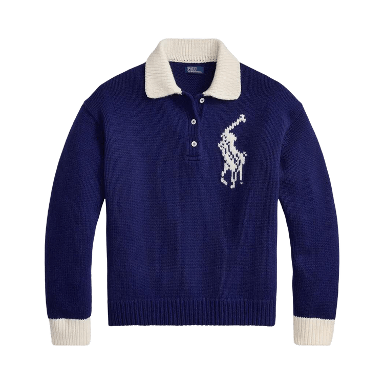 Polo Ralph Lauren Long Sleeve-Polo Self Collar-Sweater 'Royal/Cream'