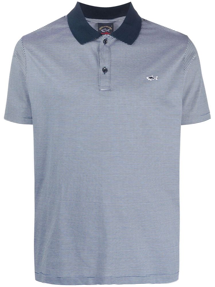 Paul & Shark Logo-Patch Short Sleeved Striped Polo Shirt