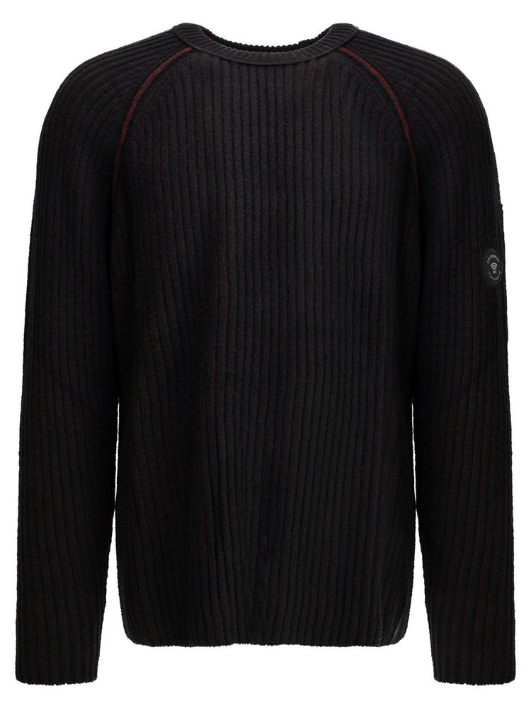 C.P. Company Lens Ribbed Crew-Neck Knitted Sweater