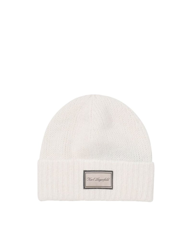 Karl Lagerfeld Logo Patch Ribbed Hat