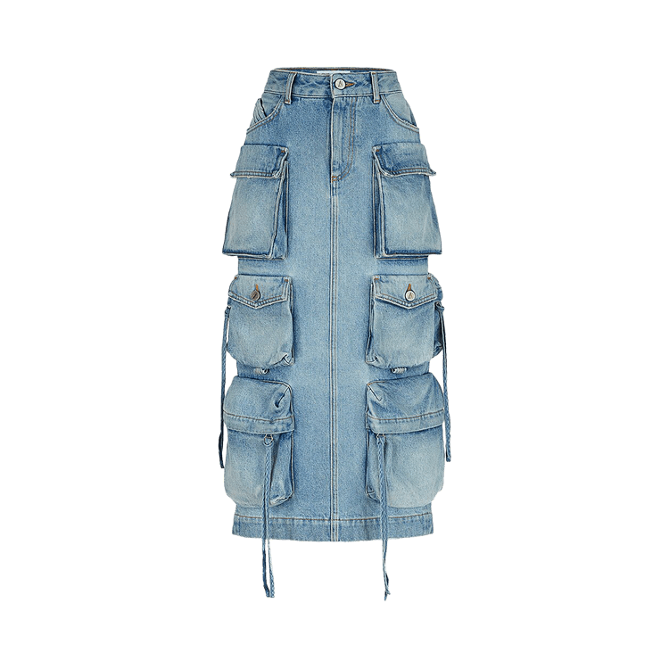 The Attico Midi Denim Skirt 'Sky Blue'