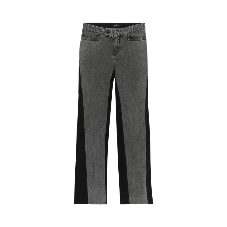 Mugler Bi-Tone Straight Leg Jeans 'Washed Black/Black'