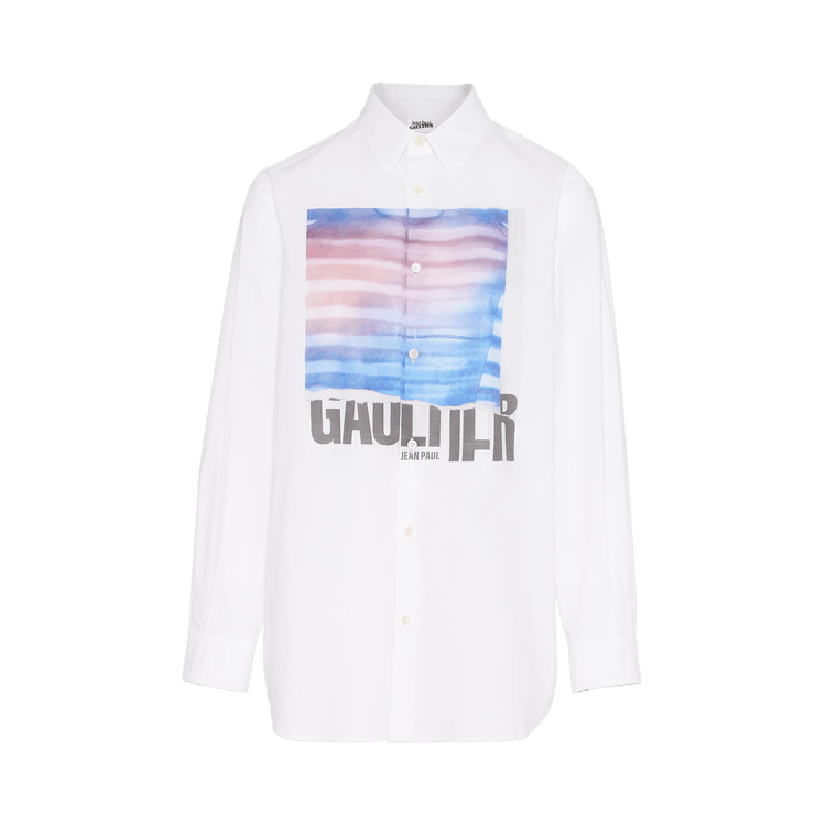 Jean Paul Gaultier Printed Shirt 'White/Light Blue/Peach'
