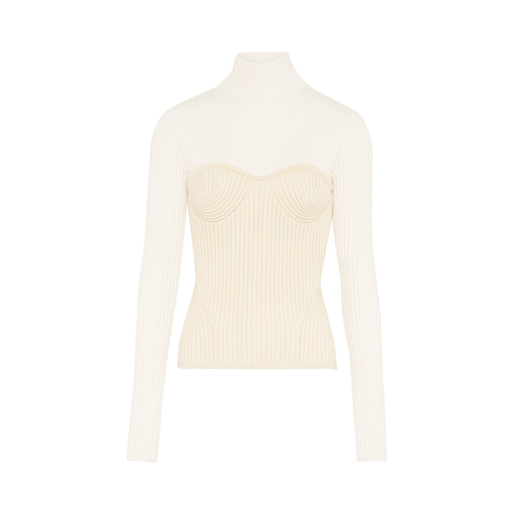 Jean Paul Gaultier Stretch Merino Wool Sweater 'White/Ecru'