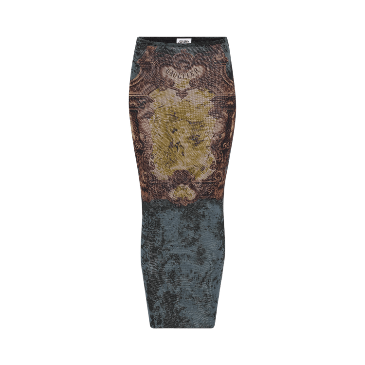 Jean Paul Gaultier Médaillon Printed Mesh Long Skirt 'Multicolor'
