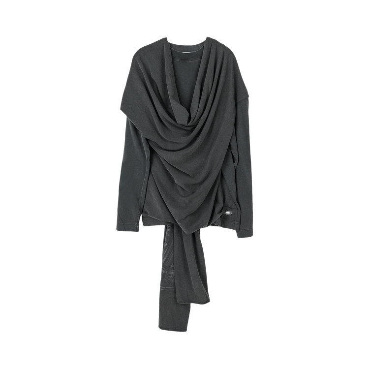Jean Paul Gaultier Washed Jersey Crew Neck with Scarf Printed JPG Logo 'Black'