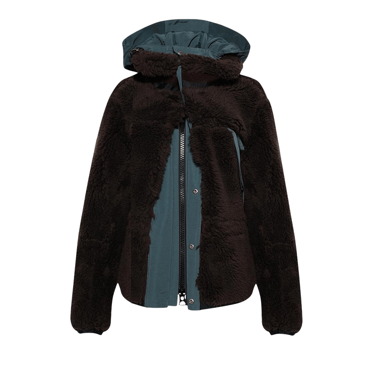 Sacai Faux Shearling Grosgrain Blouson 'Brown/Green'