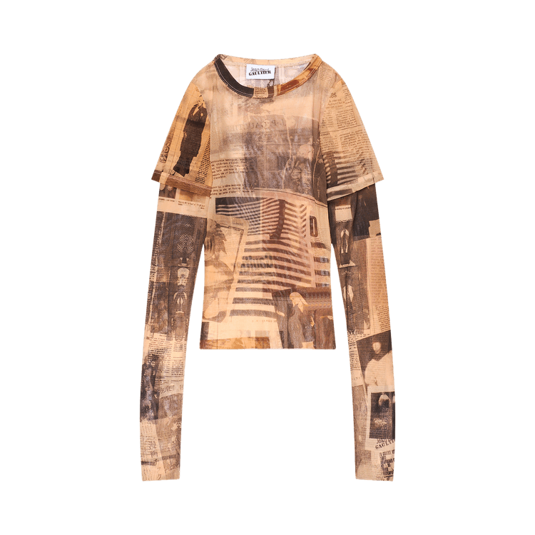 Jean Paul Gaultier Journal Print Mesh Double Sleeve Tee 'Multicolor'