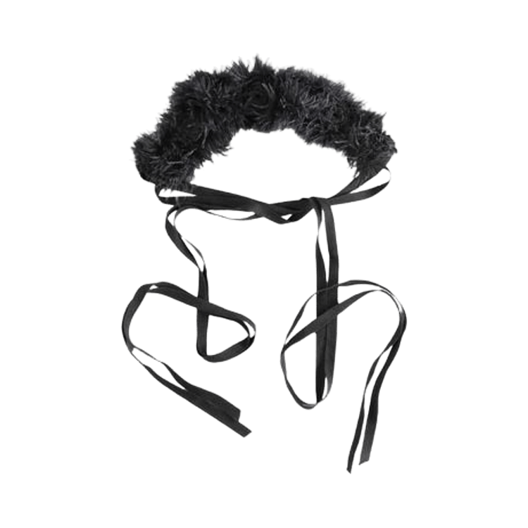Ann Demeulemeester Crochet Roses Wine Feather Knit Headband 'Black'
