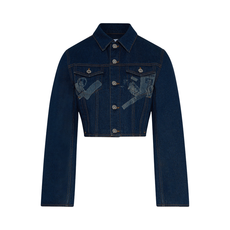 Jean Paul Gaultier Denim Jacket With "Trompe L'oeil" Print 'Vintage Blue'