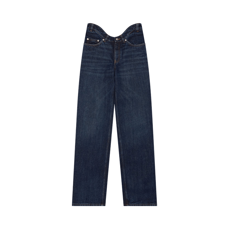Jean Paul Gaultier Traight Leg Denim Pant With Curvy Waistband 'Indigo'