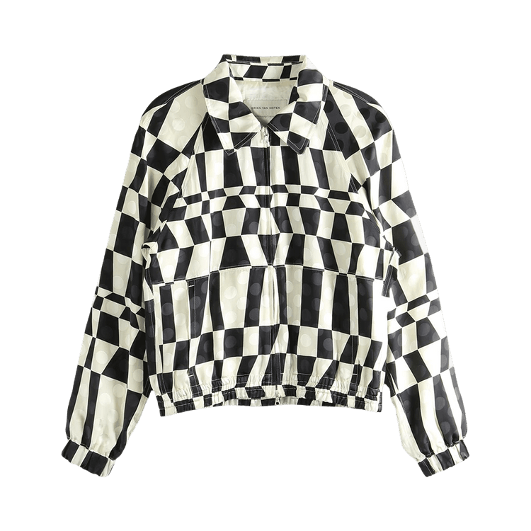 Dries Van Noten Optical Squares Print On Polka Dot Jacket 'Black'