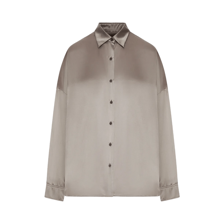 Dries Van Noten Stretch Satin Silk Shirt 'Taupe'