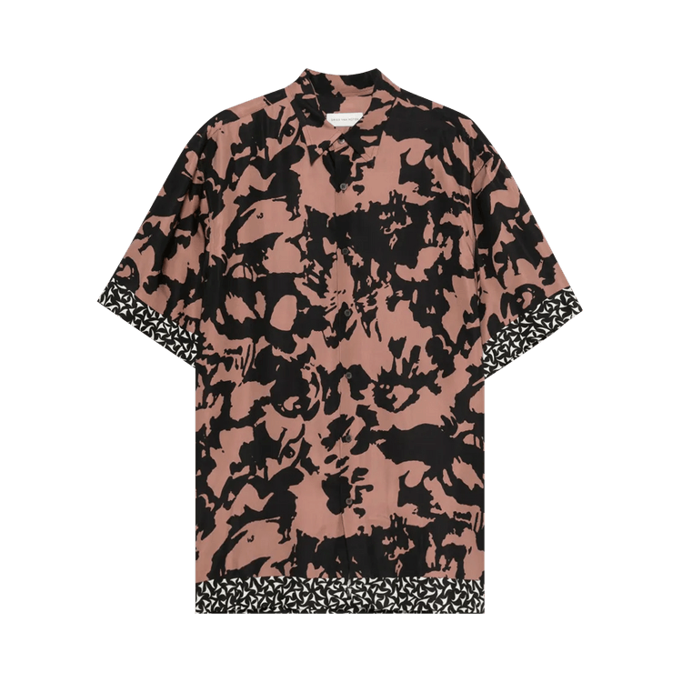 Dries Van Noten Abstract Flower Border Print Shirt 'Old Rose'