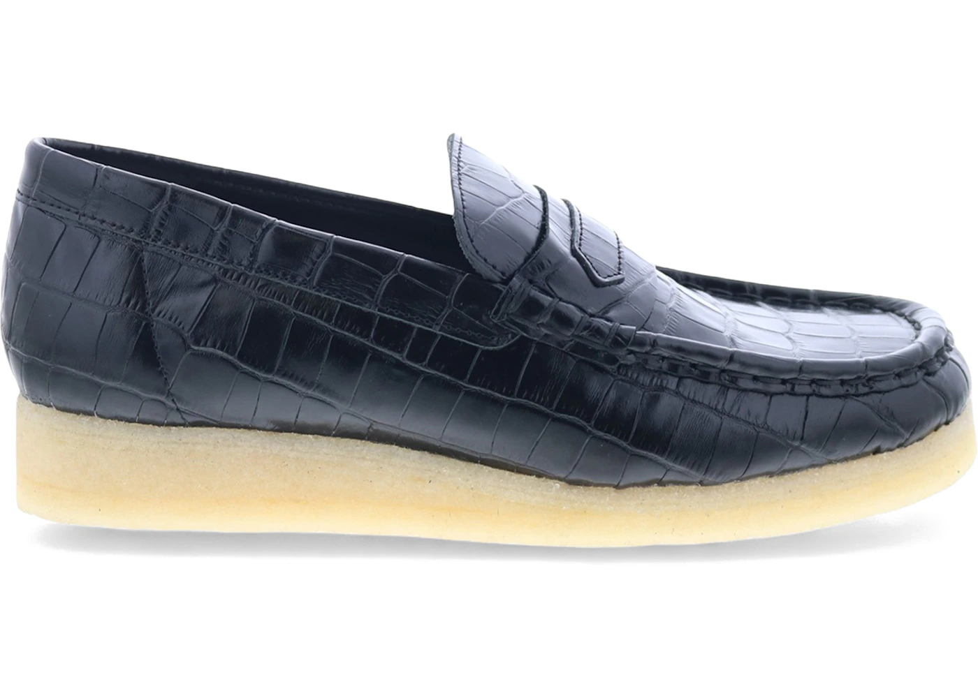 Clarks Originals Wallabee Loafer Black Croc Print Leather (Women's)