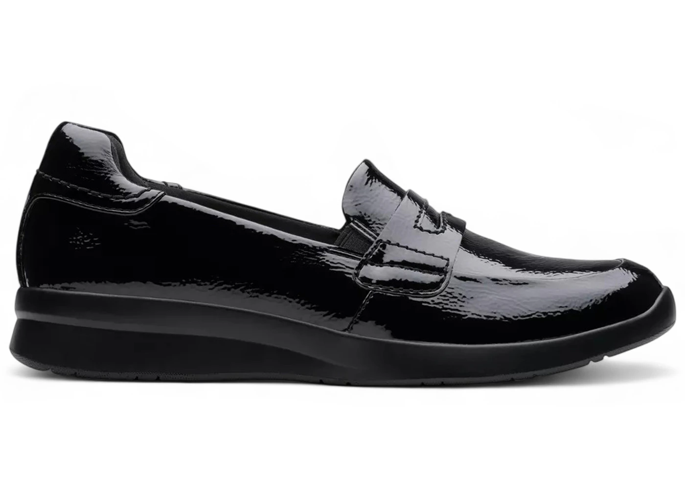 Clarks Ellowyn Penny Black Crinkle Patent (Women's)