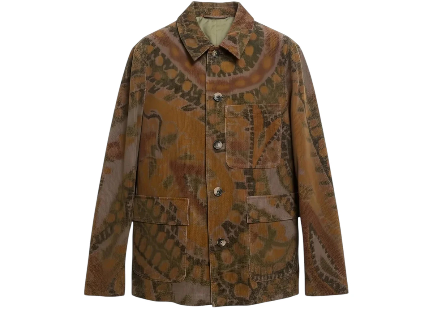 Dries Van Noten Giant Paisley Print Coat Khaki