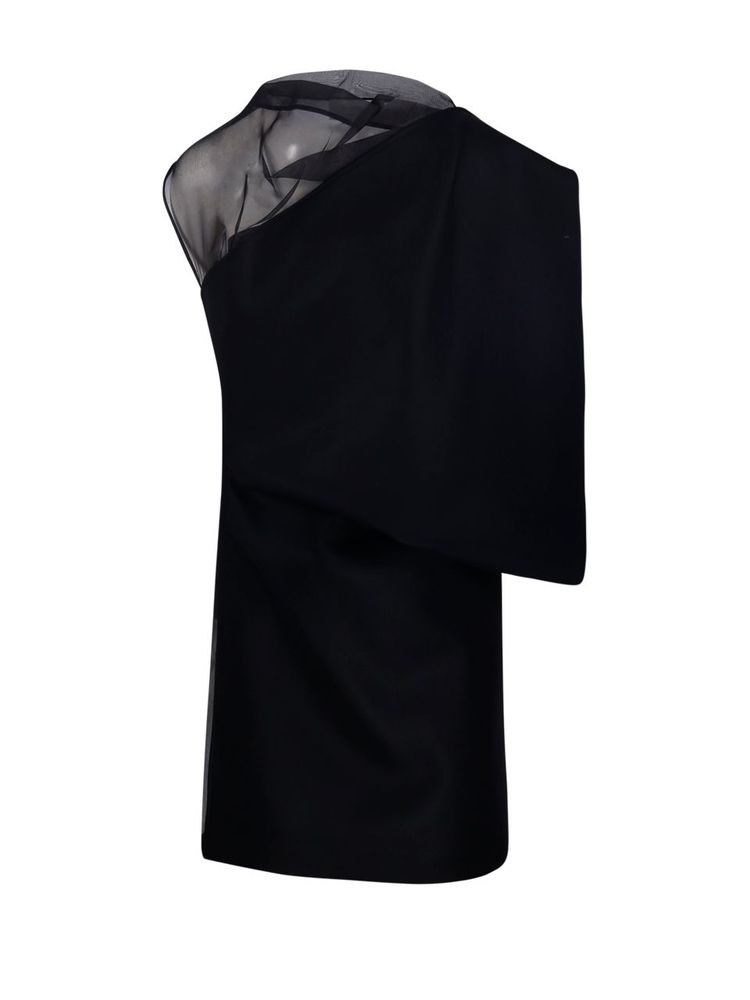 Sportmax Cesto Sheer Panel One-Shoulder Dress