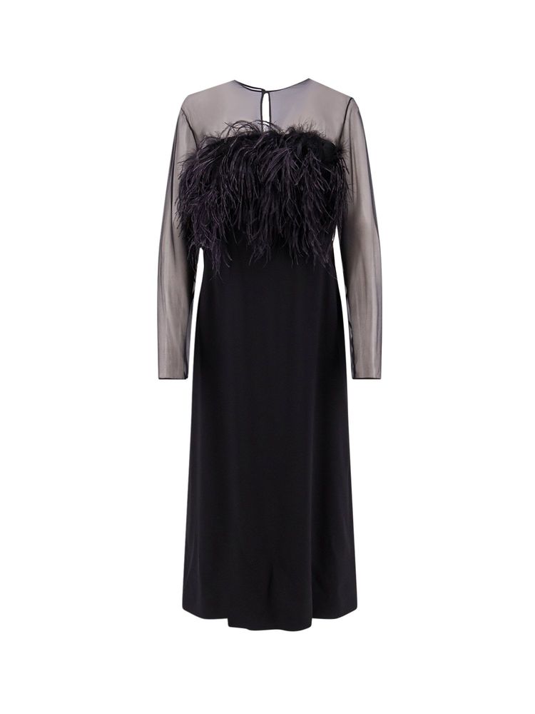 Alberta Ferretti Long-Sleeved Panelled Dress