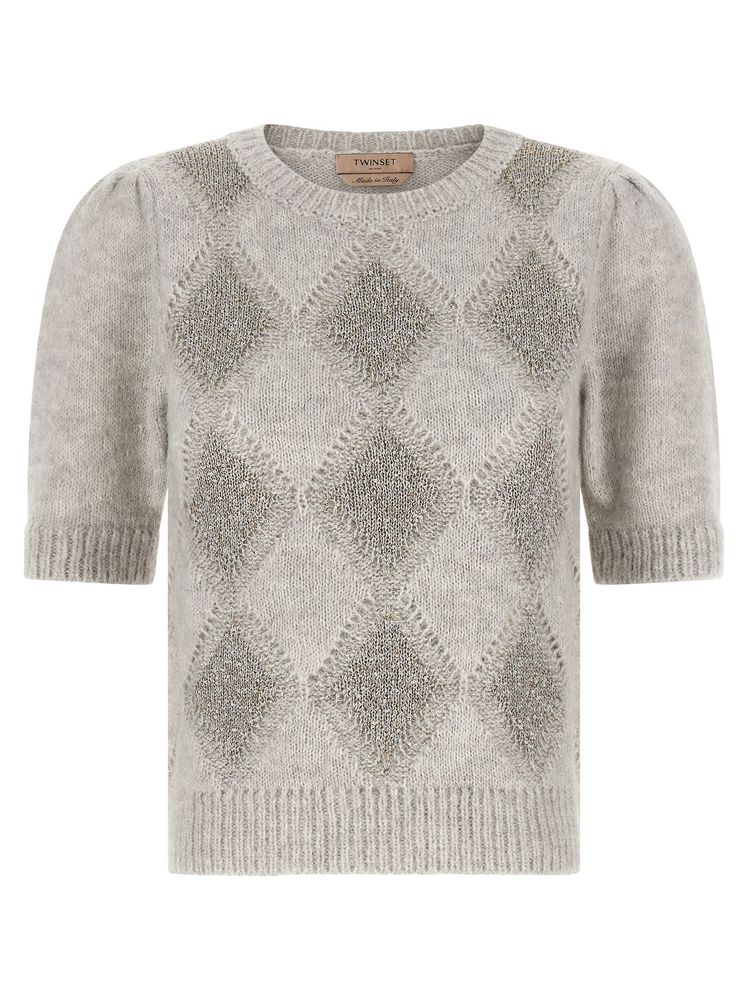 TWINSET Sequinned Diamond Knitted Top